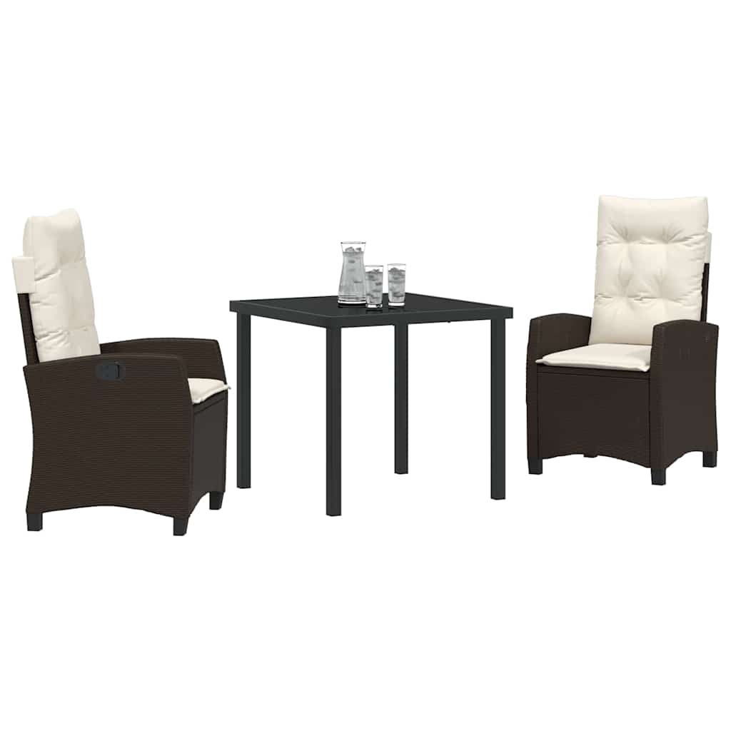 Ensemble de salle à manger pour jardin 3 pcs Marron polyrotin - XIOS