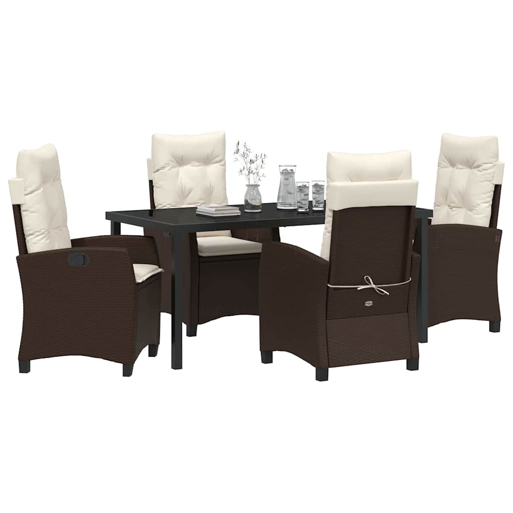 Ensemble de salle à manger pour jardin 5 pcs Marron polyrotin - XIOS