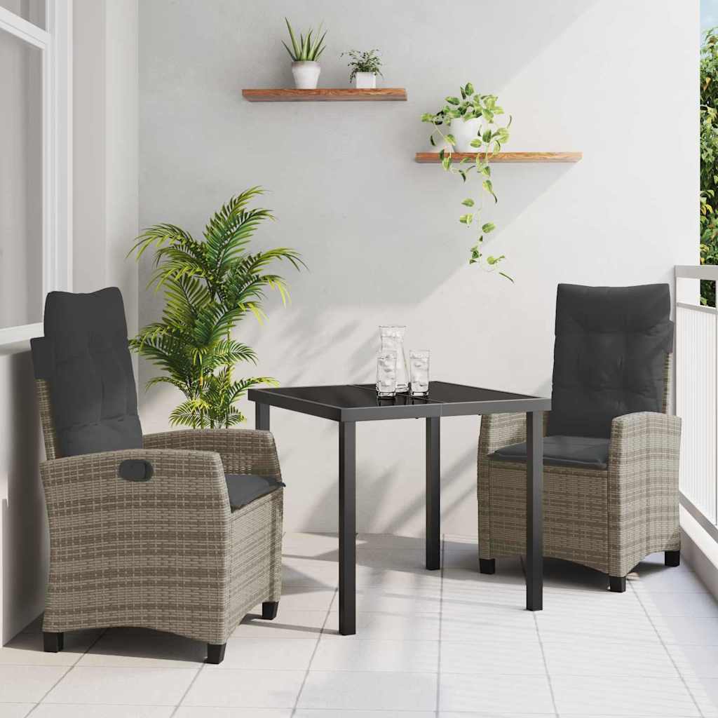 Ensemble de salle à manger pour jardin 3 pcs Gris polyrotin - XIOS