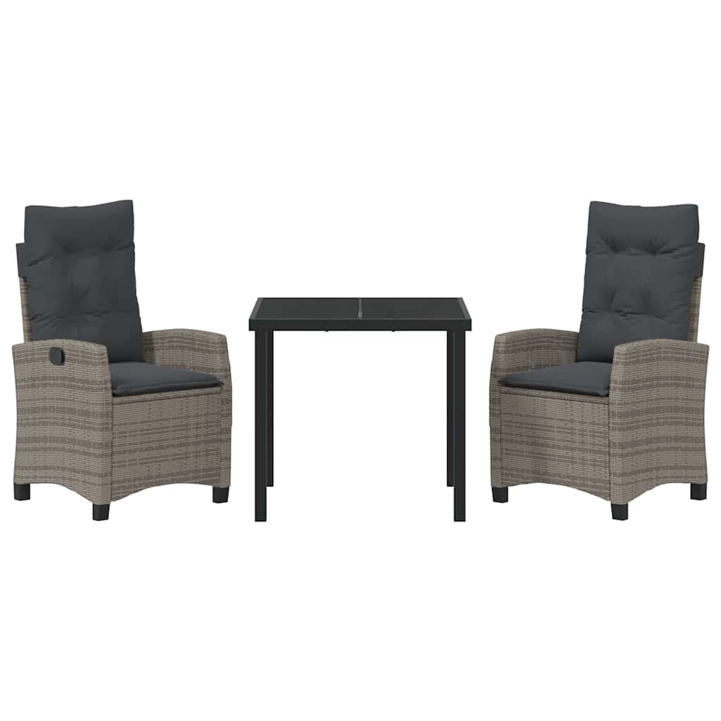Ensemble de salle à manger pour jardin 3 pcs Gris polyrotin - XIOS