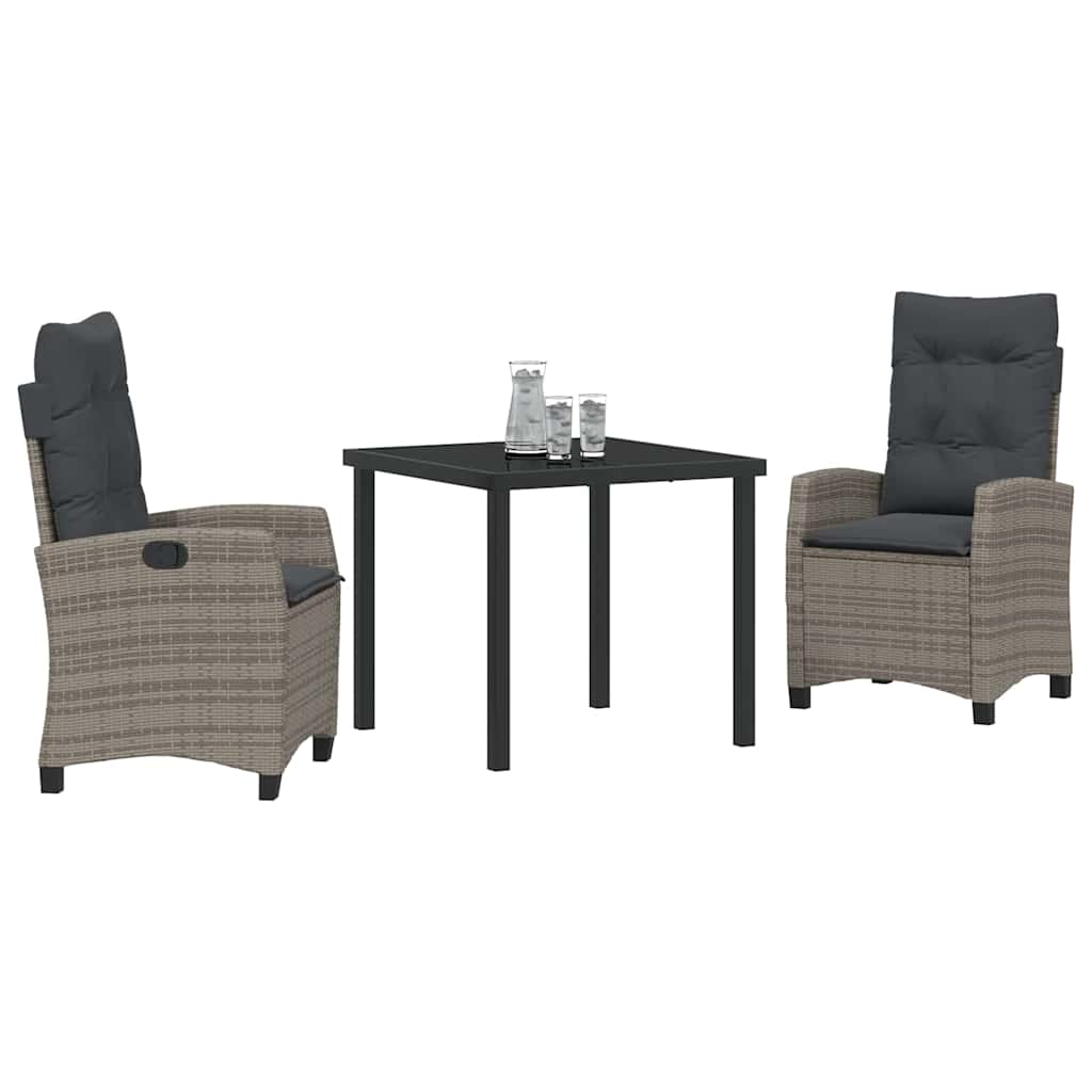 Ensemble de salle à manger pour jardin 3 pcs Gris polyrotin - XIOS