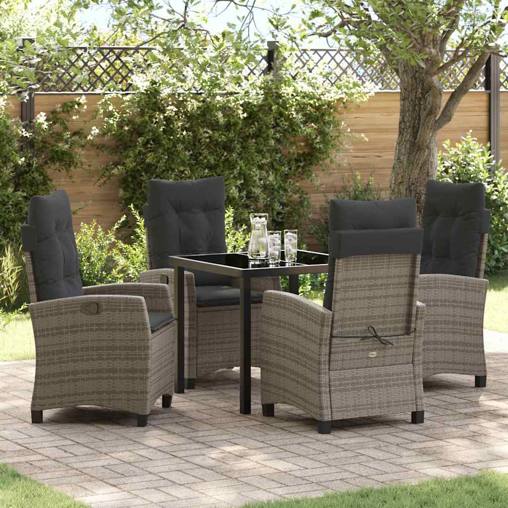 Ensemble de salle à manger pour jardin 5 pcs Gris polyrotin - XIOS