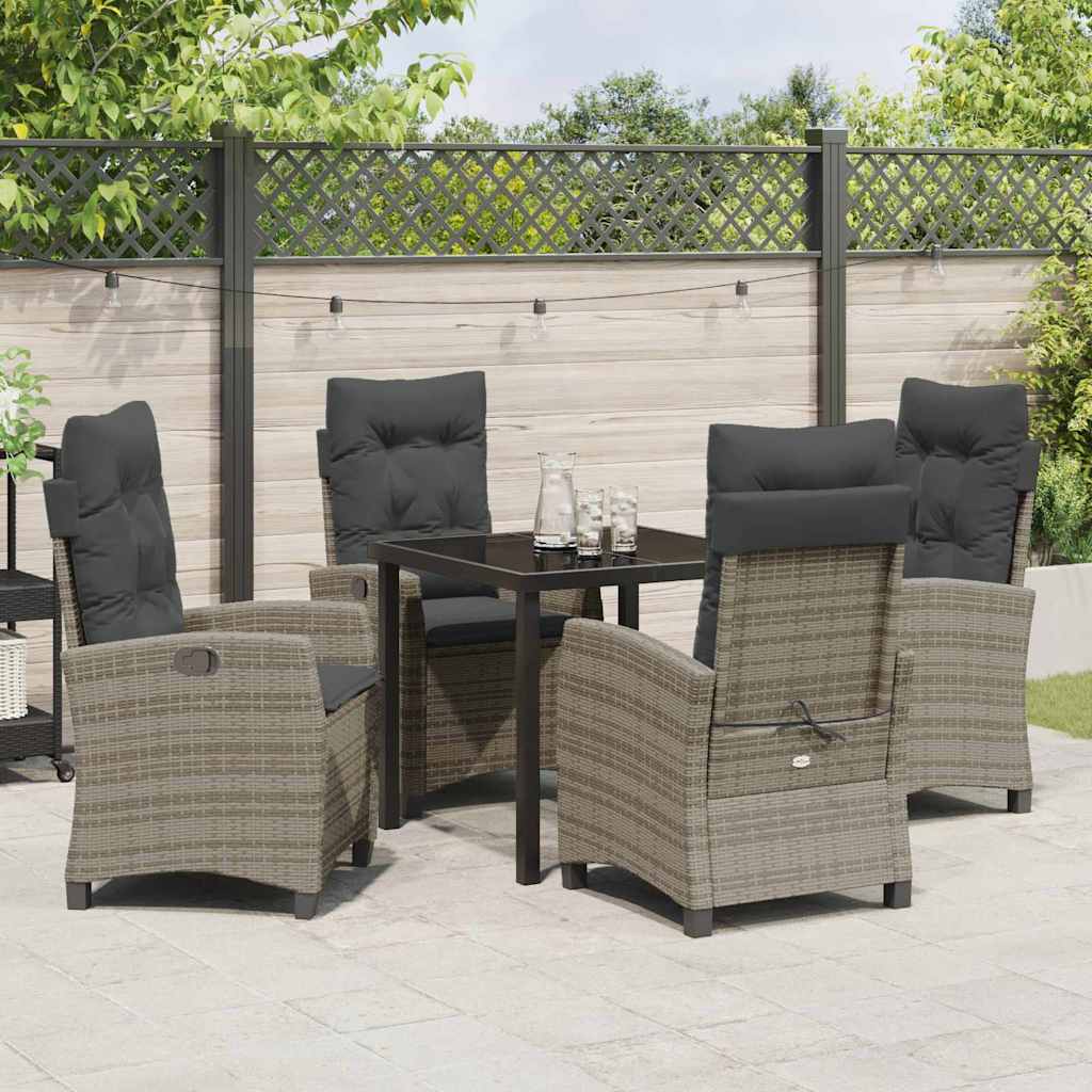 Ensemble de salle à manger pour jardin 5 pcs Gris polyrotin - XIOS