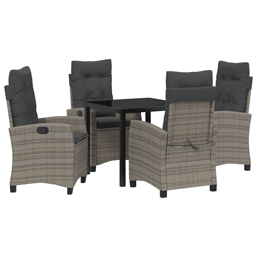 Ensemble de salle à manger pour jardin 5 pcs Gris polyrotin - XIOS