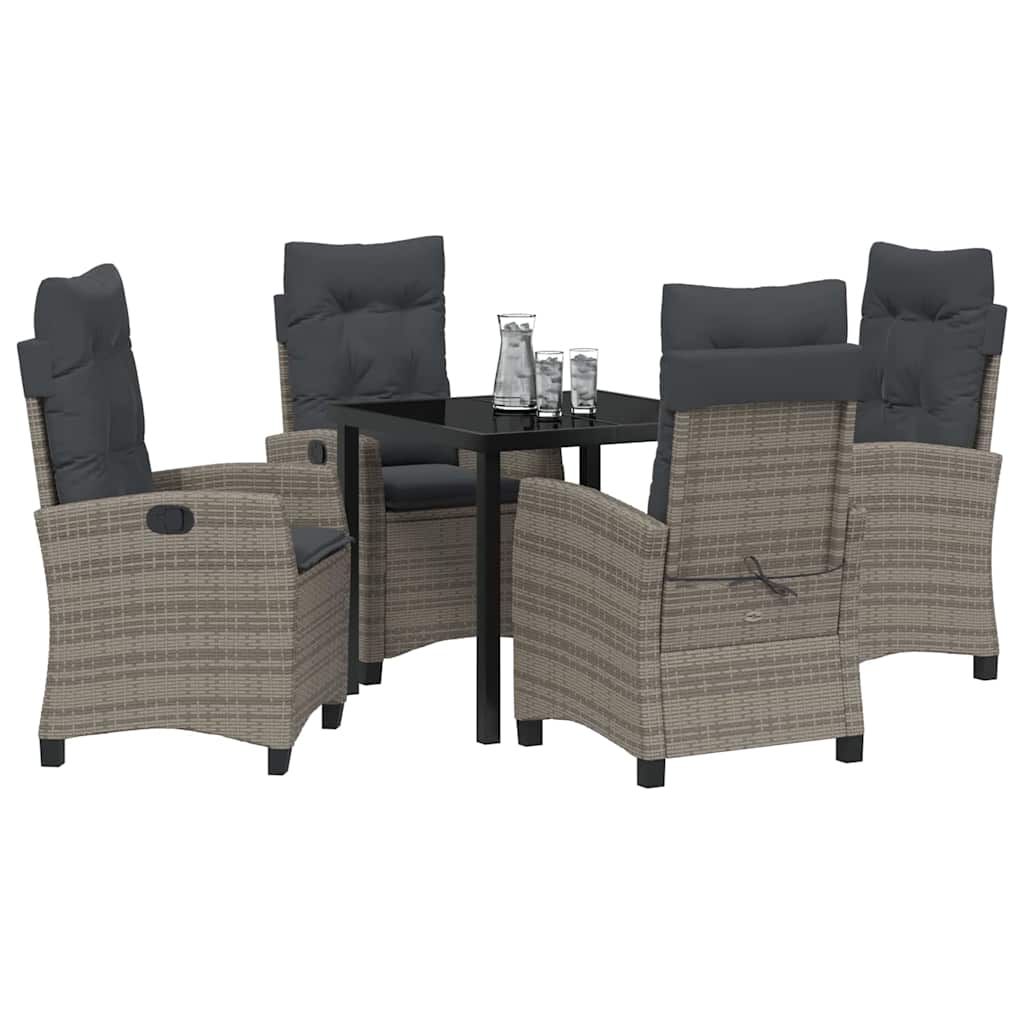 Ensemble de salle à manger pour jardin 5 pcs Gris polyrotin - XIOS