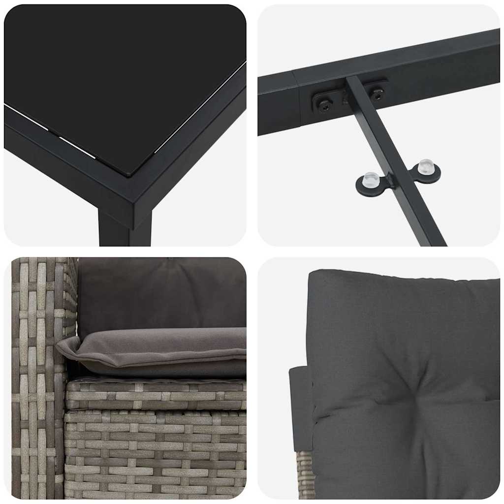 Ensemble de salle à manger pour jardin 5 pcs Gris polyrotin - XIOS
