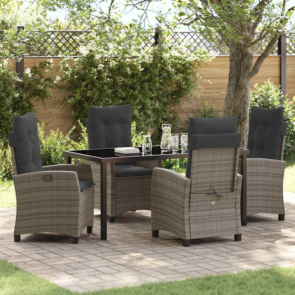 Ensemble de salle à manger pour jardin 5 pcs Gris polyrotin - XIOS