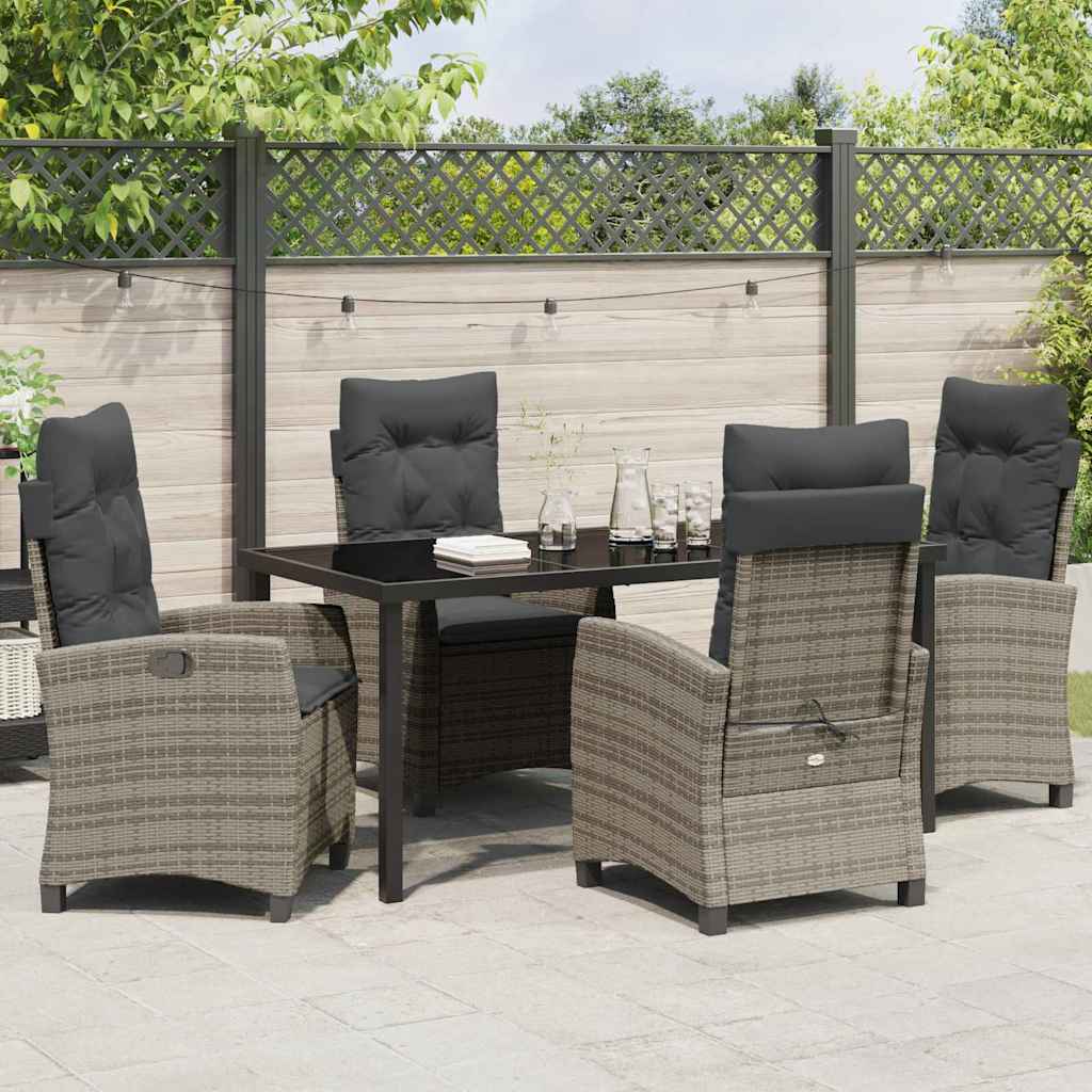Ensemble de salle à manger pour jardin 5 pcs Gris polyrotin - XIOS