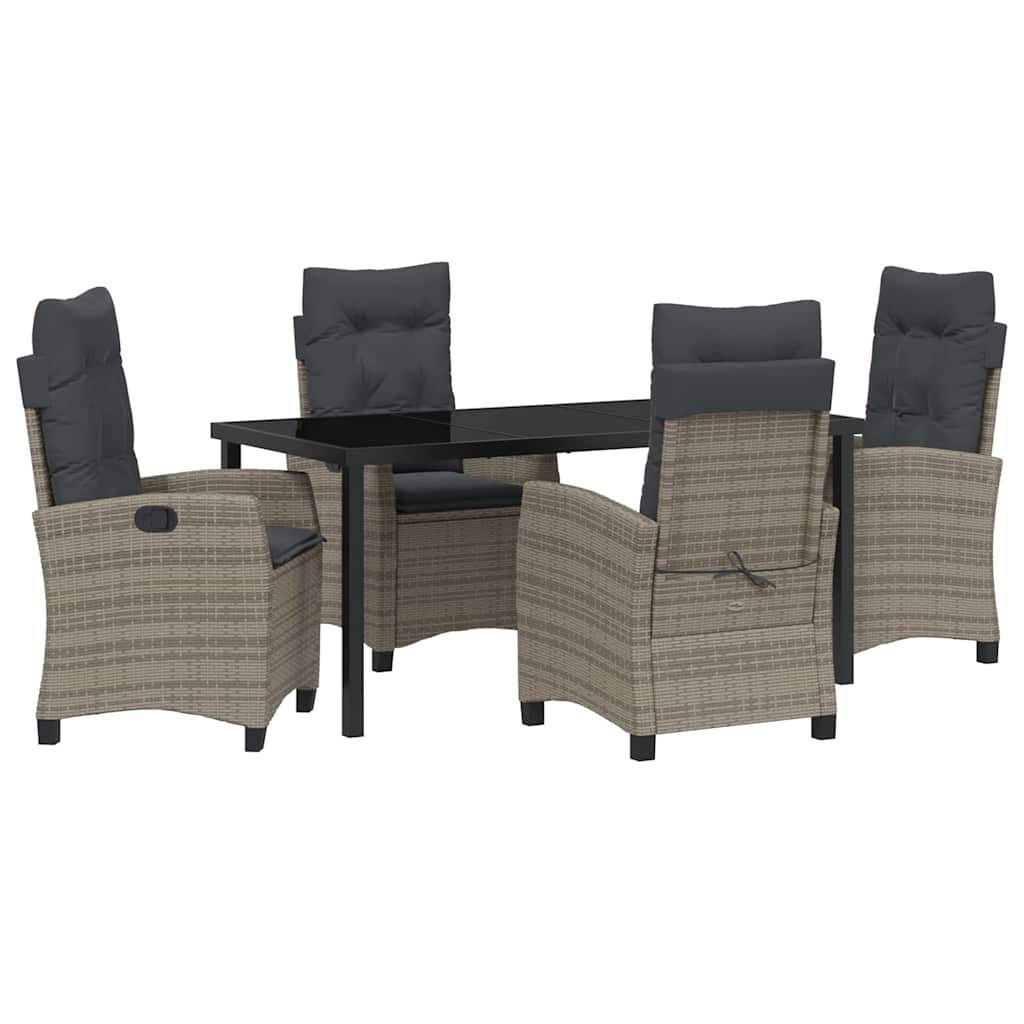 Ensemble de salle à manger pour jardin 5 pcs Gris polyrotin - XIOS