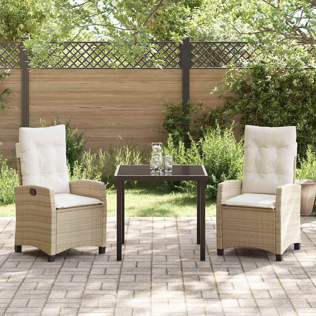 Ensemble de salle à manger pour jardin 3 pcs Beige polyrotin - XIOS