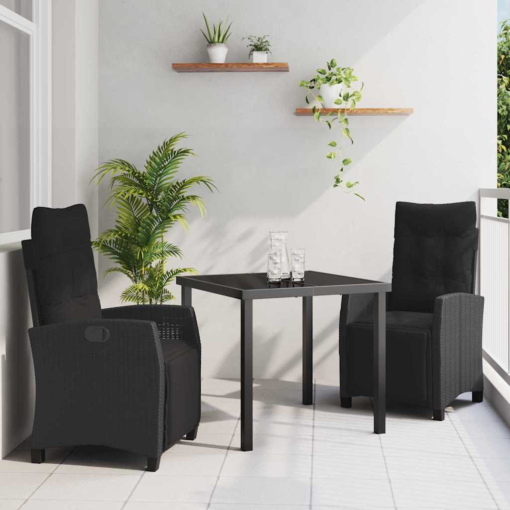 Ensemble de salle à manger pour jardin 3 pcs Noir polyrotin - XIOS