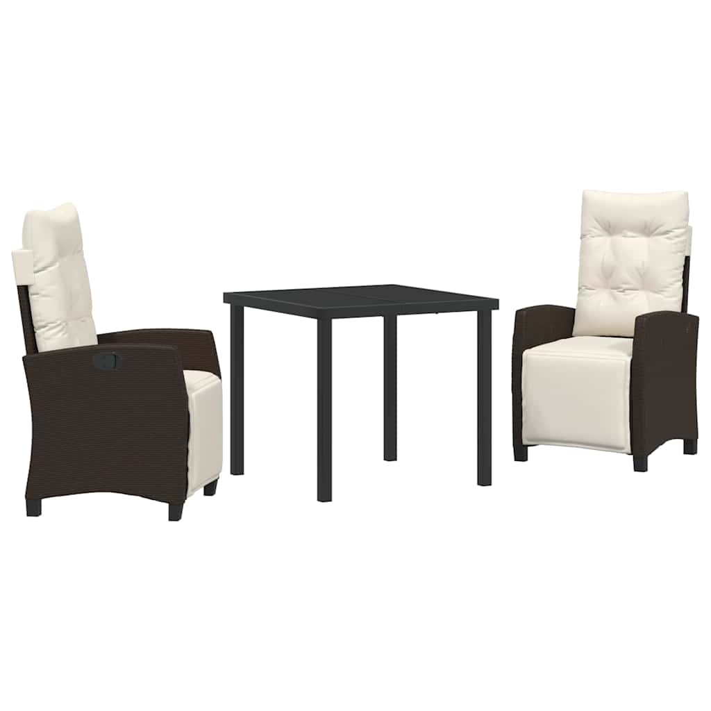 Ensemble de salle à manger pour jardin 3 pcs Marron polyrotin - XIOS