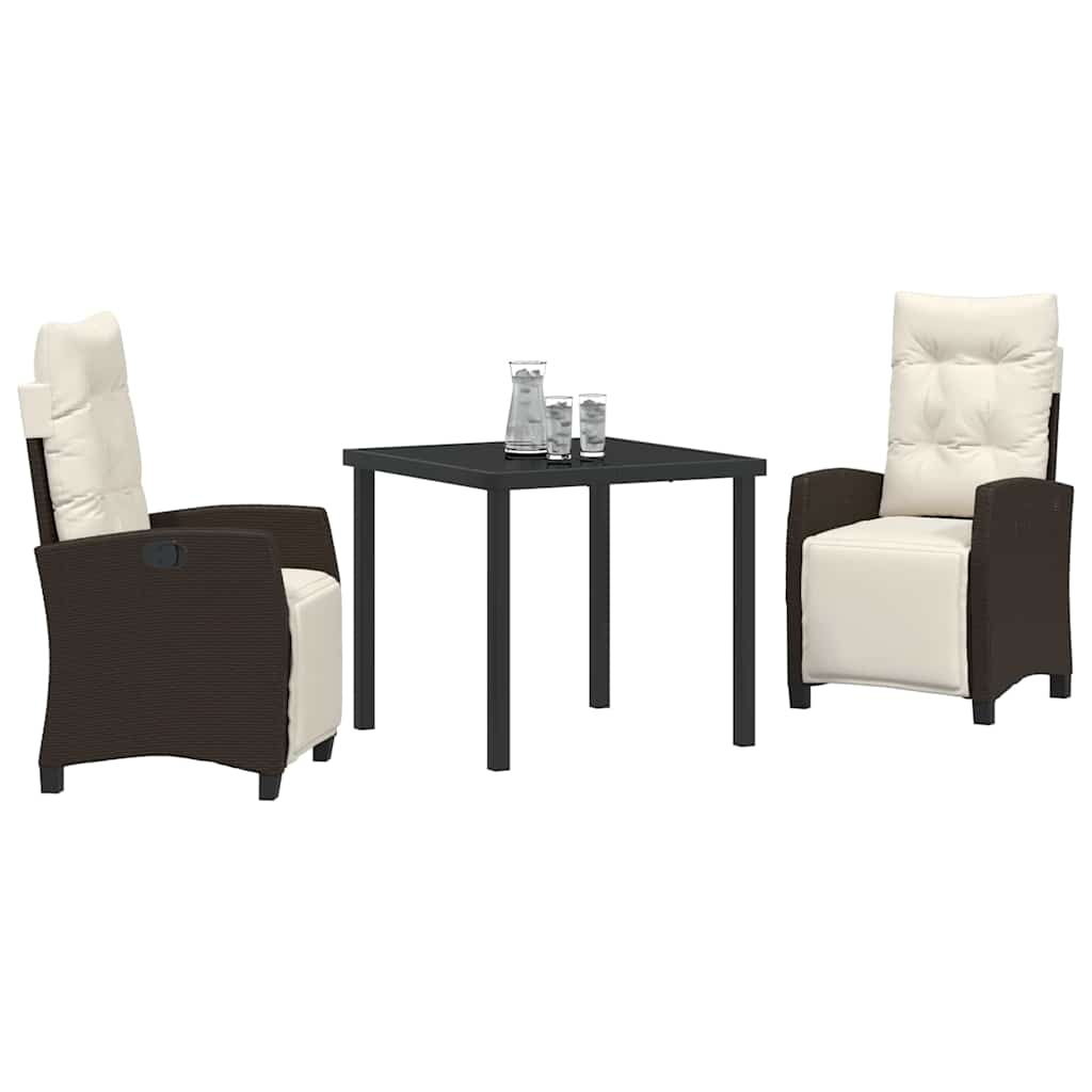 Ensemble de salle à manger pour jardin 3 pcs Marron polyrotin - XIOS