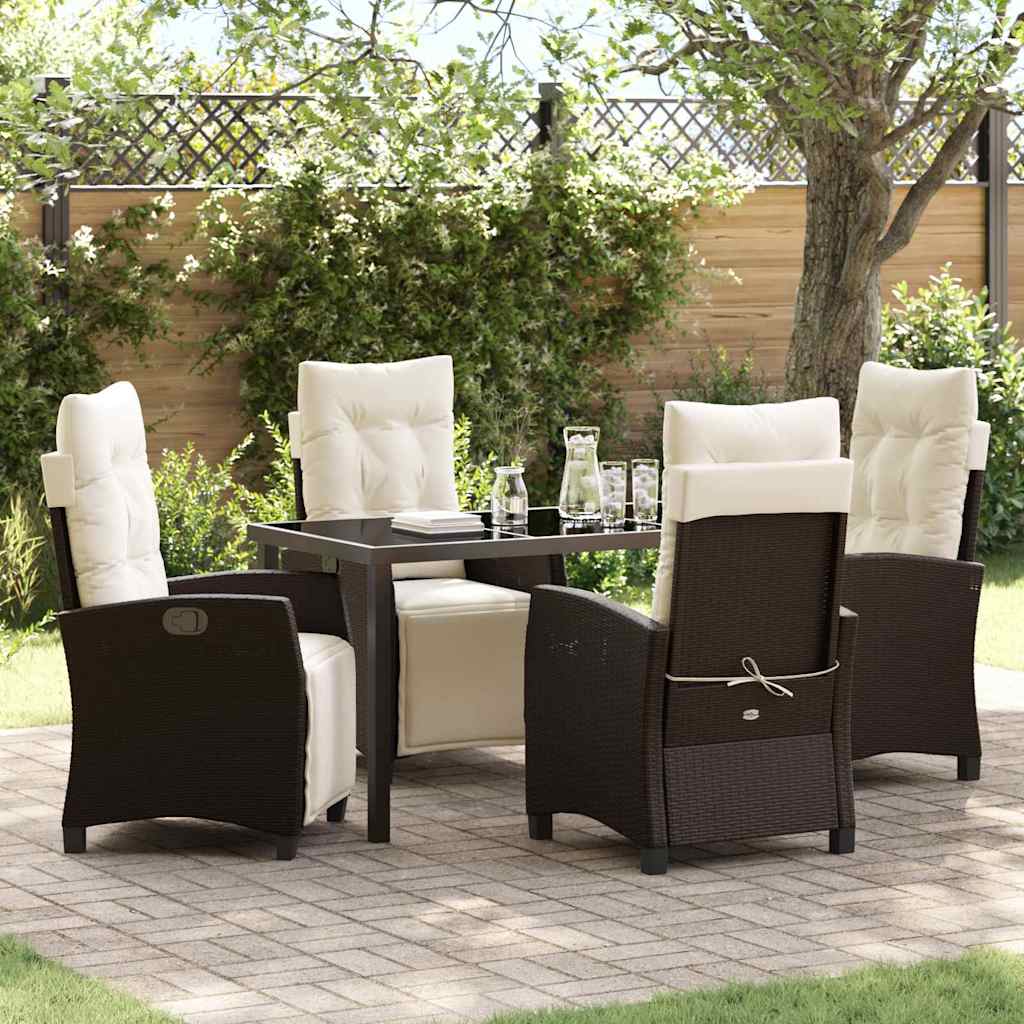 Ensemble de salle à manger pour jardin 5 pcs Marron polyrotin - XIOS