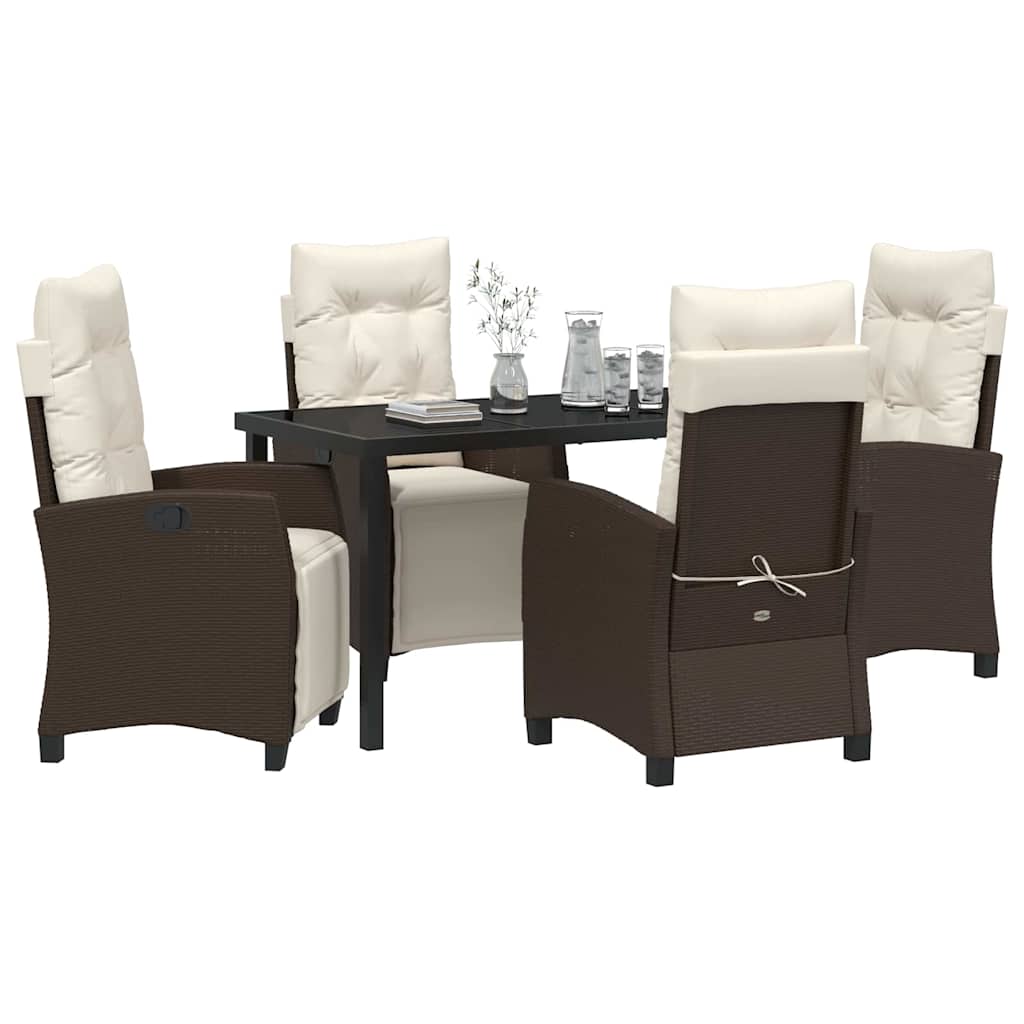 Ensemble de salle à manger pour jardin 5 pcs Marron polyrotin - XIOS