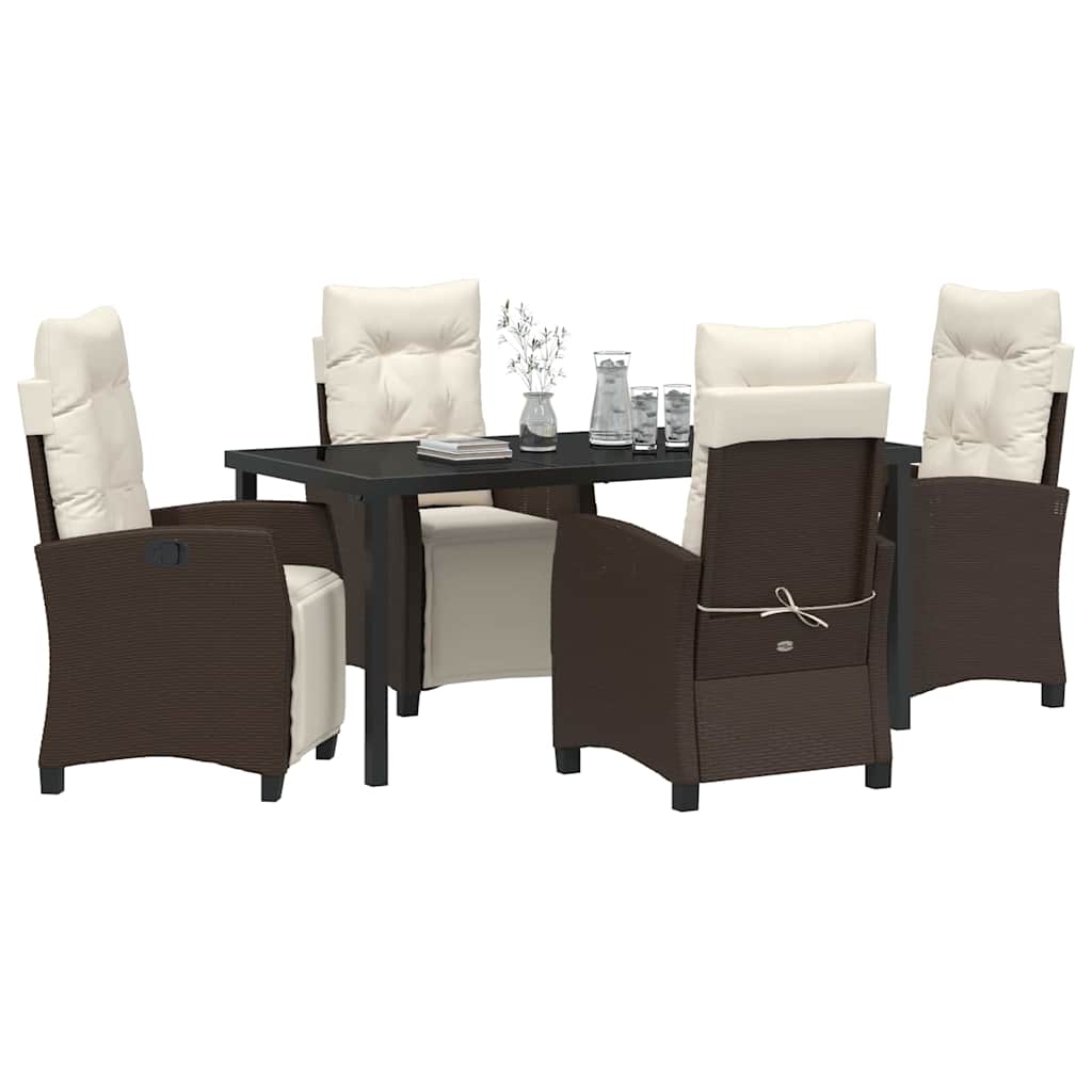 Ensemble de salle à manger pour jardin 5 pcs Marron polyrotin - XIOS