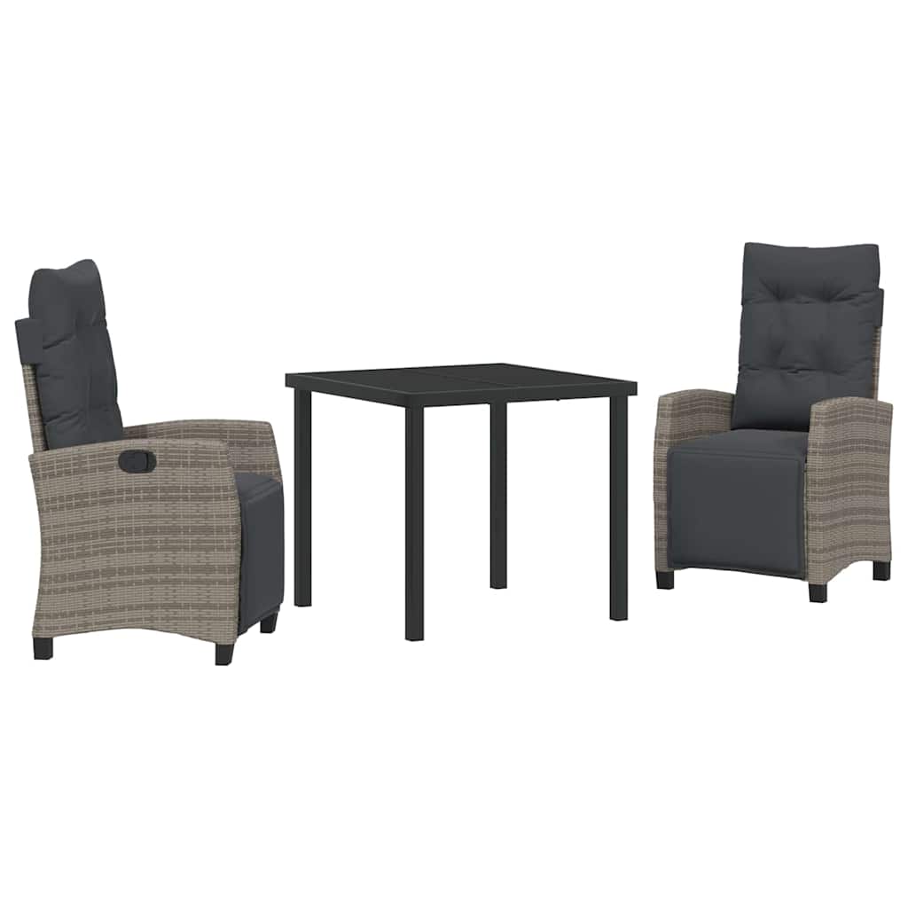 Ensemble de salle à manger pour jardin 3 pcs Gris polyrotin - XIOS