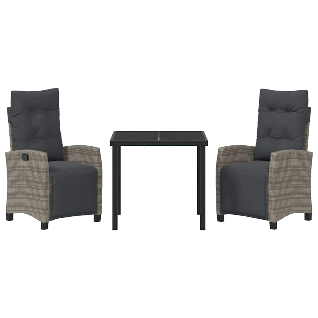 Ensemble de salle à manger pour jardin 3 pcs Gris polyrotin - XIOS