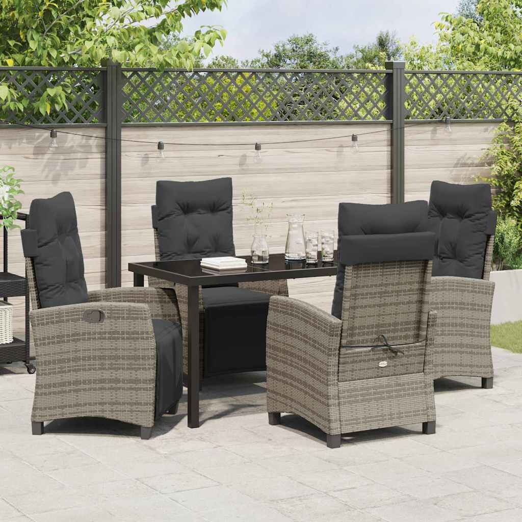 Ensemble de salle à manger pour jardin 5 pcs Gris polyrotin - XIOS