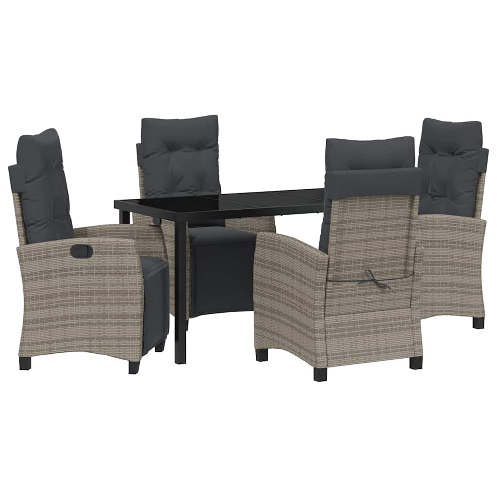 Ensemble de salle à manger pour jardin 5 pcs Gris polyrotin - XIOS