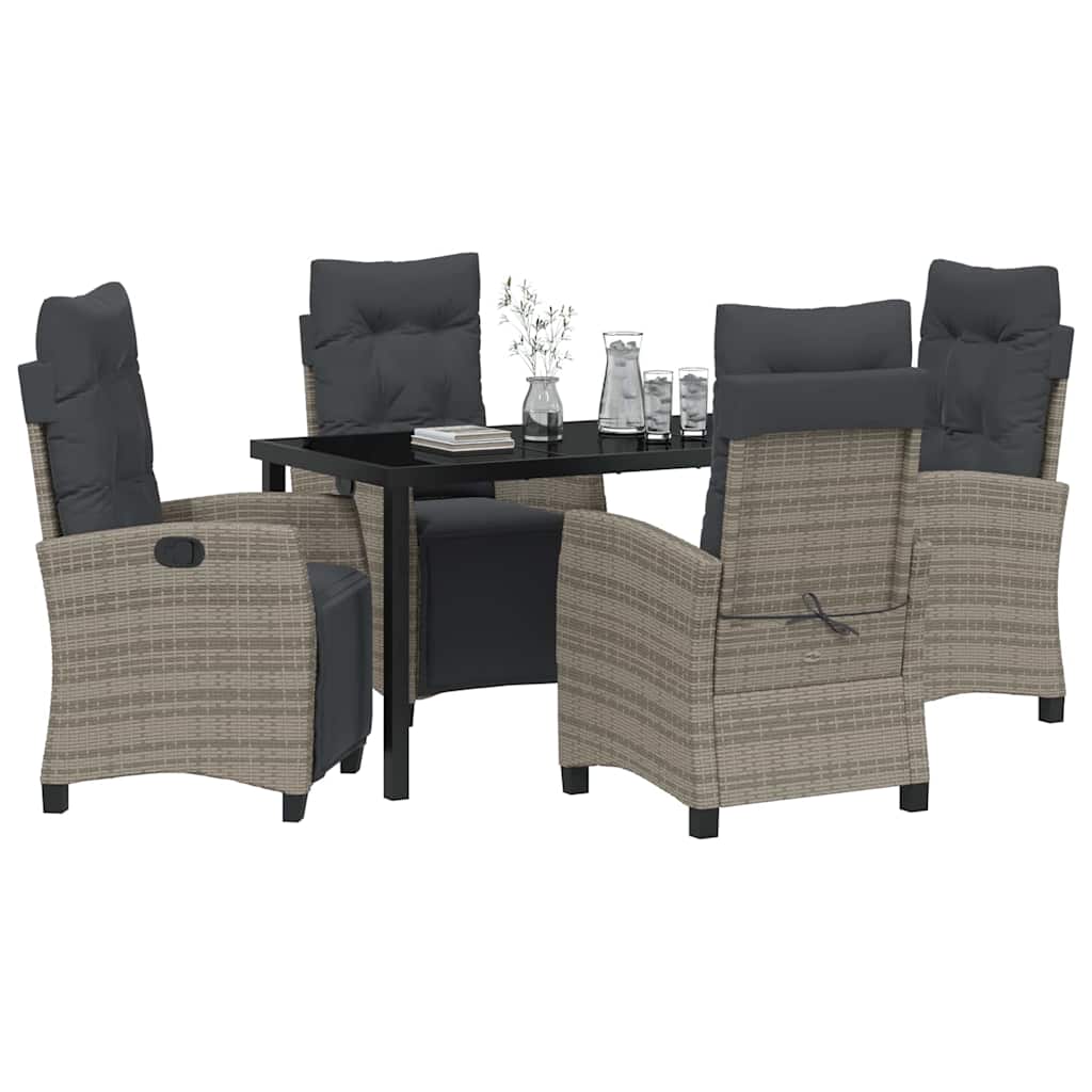 Ensemble de salle à manger pour jardin 5 pcs Gris polyrotin - XIOS