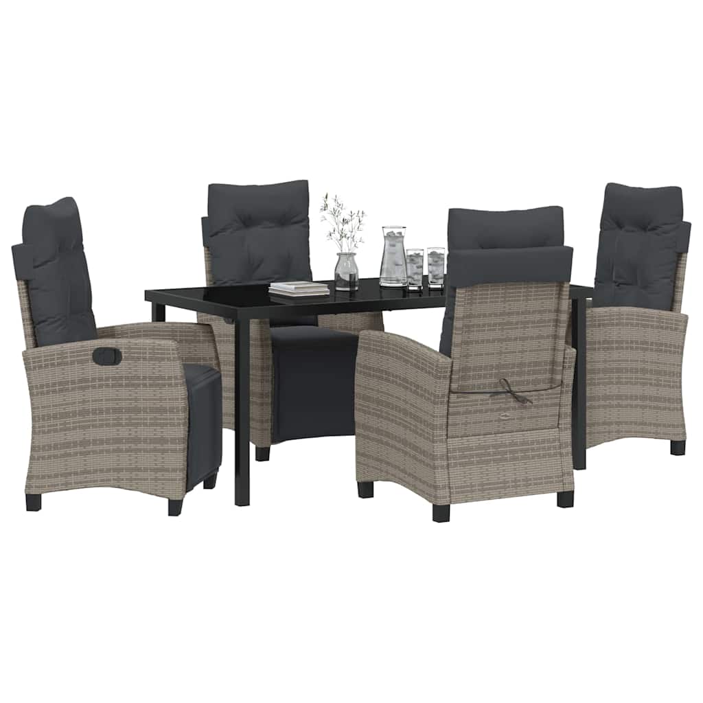 Ensemble de salle à manger pour jardin 5 pcs Gris polyrotin - XIOS