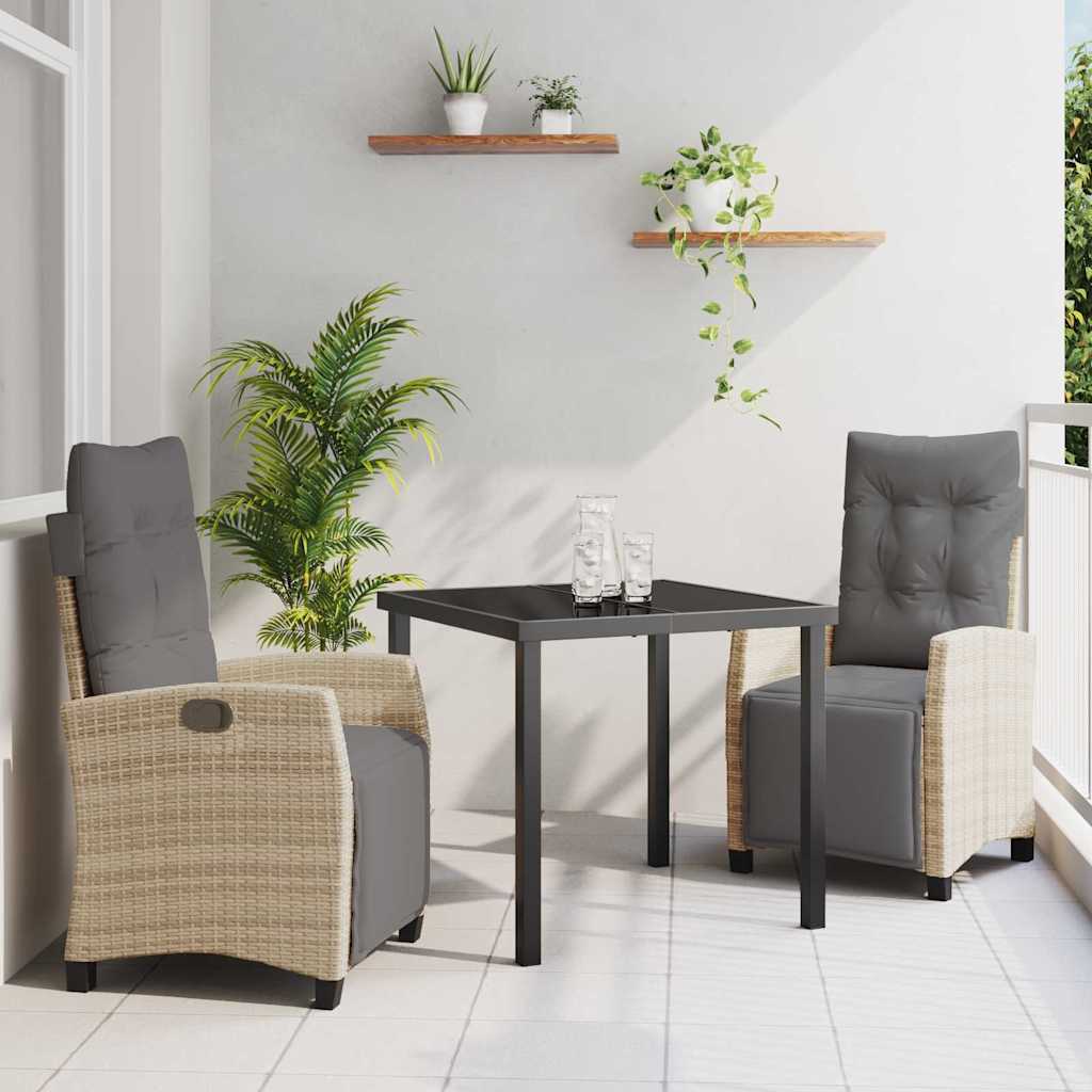 Ensemble de salle à manger pour jardin 3 pcs Beige polyrotin - XIOS
