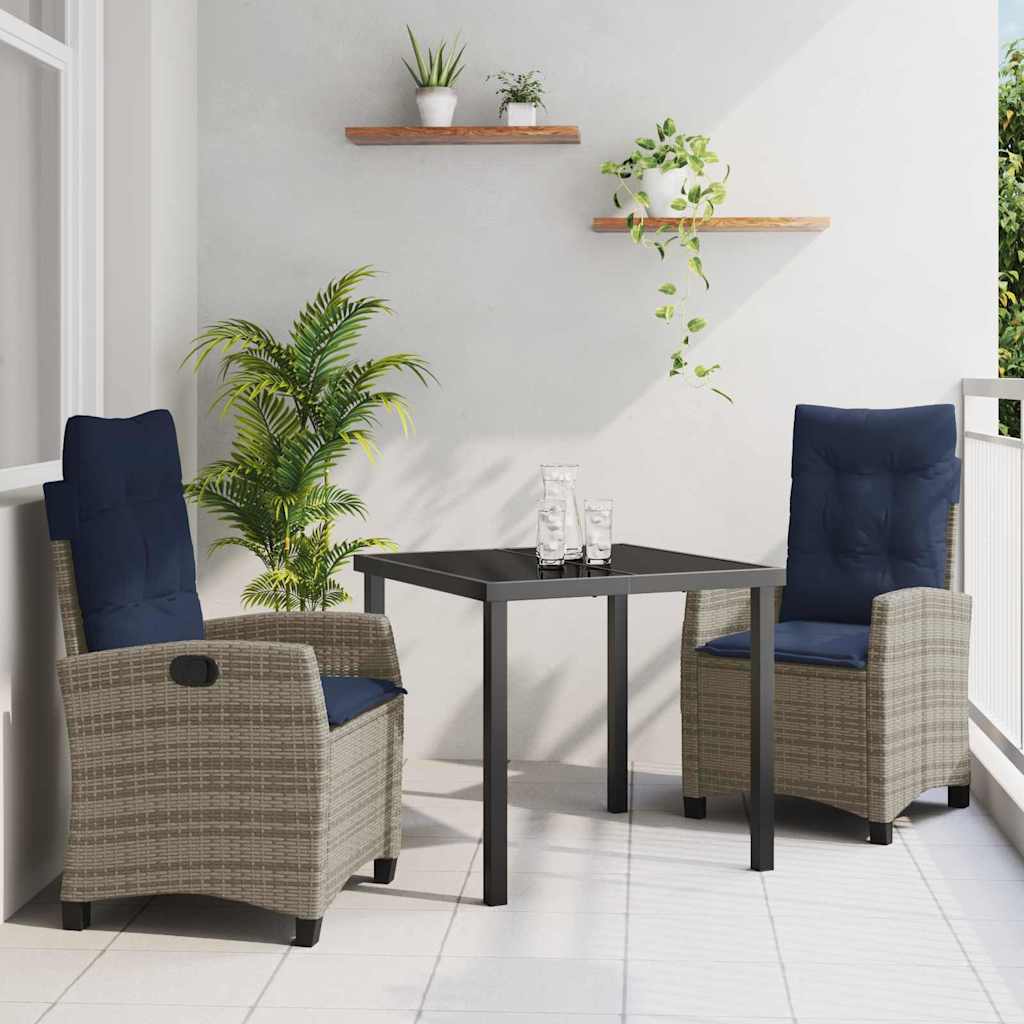 Ensemble de salle à manger pour jardin 3 pcs Gris polyrotin - XIOS