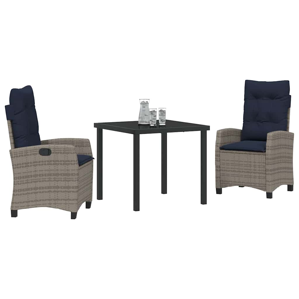 Ensemble de salle à manger pour jardin 3 pcs Gris polyrotin - XIOS