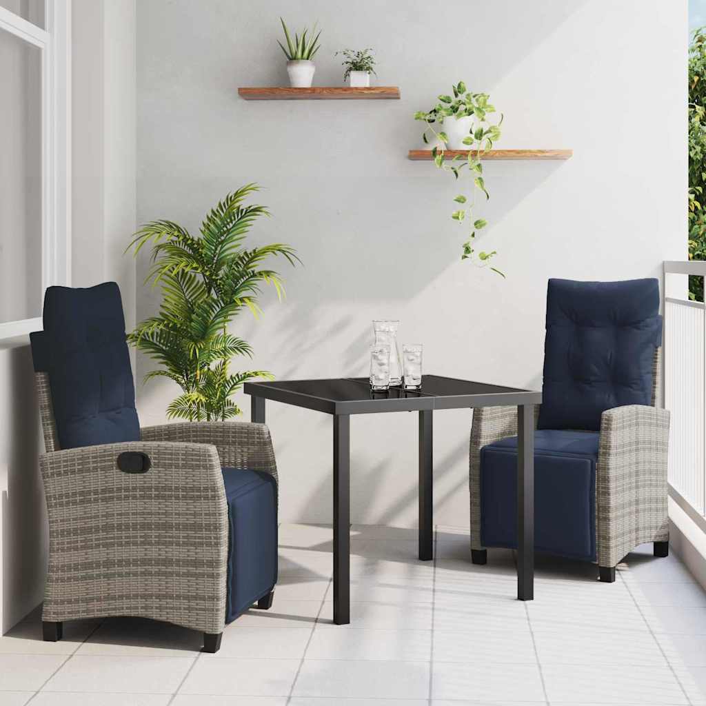 Ensemble de salle à manger pour jardin 3 pcs Gris polyrotin - XIOS