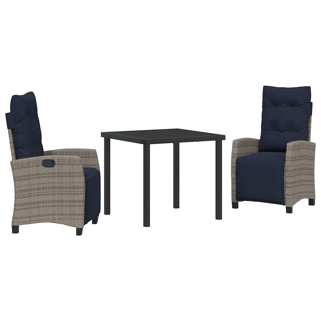 Ensemble de salle à manger pour jardin 3 pcs Gris polyrotin - XIOS