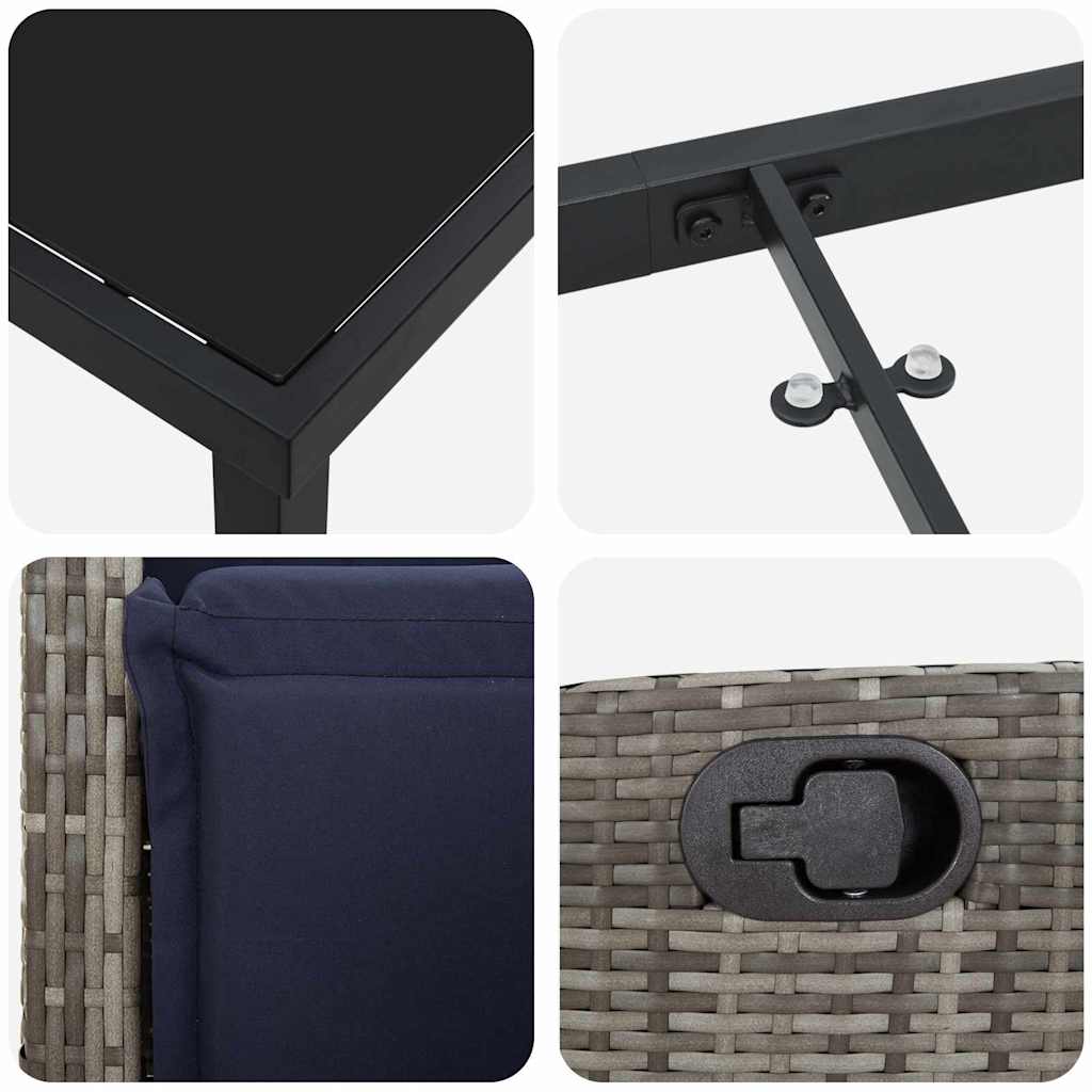Ensemble de salle à manger pour jardin 5 pcs Gris polyrotin - XIOS