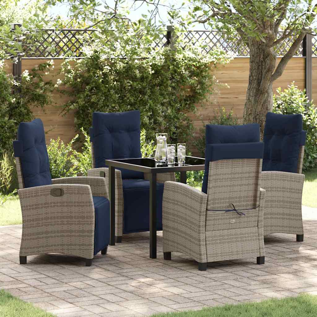 Ensemble de salle à manger pour jardin 5 pcs Gris polyrotin - XIOS