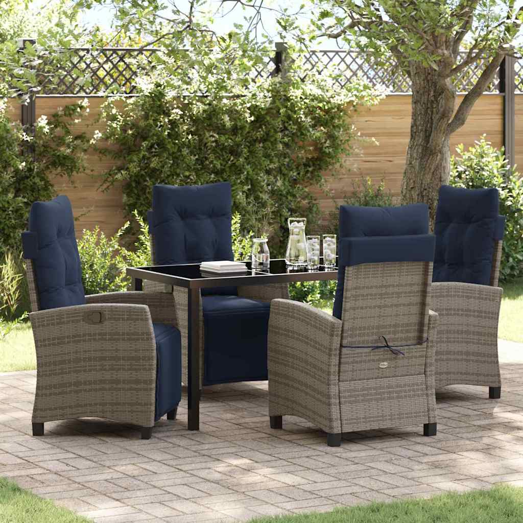 Ensemble de salle à manger pour jardin 5 pcs Gris polyrotin - XIOS