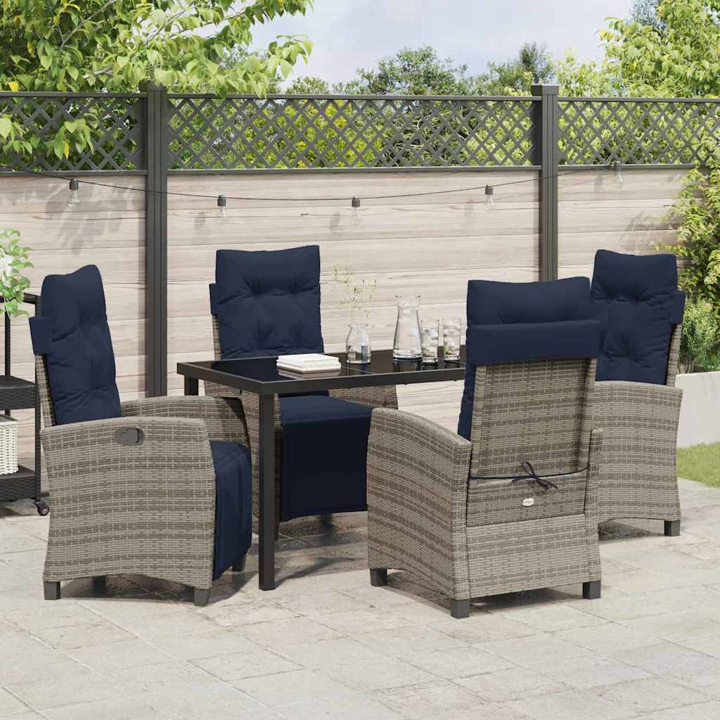 Ensemble de salle à manger pour jardin 5 pcs Gris polyrotin - XIOS