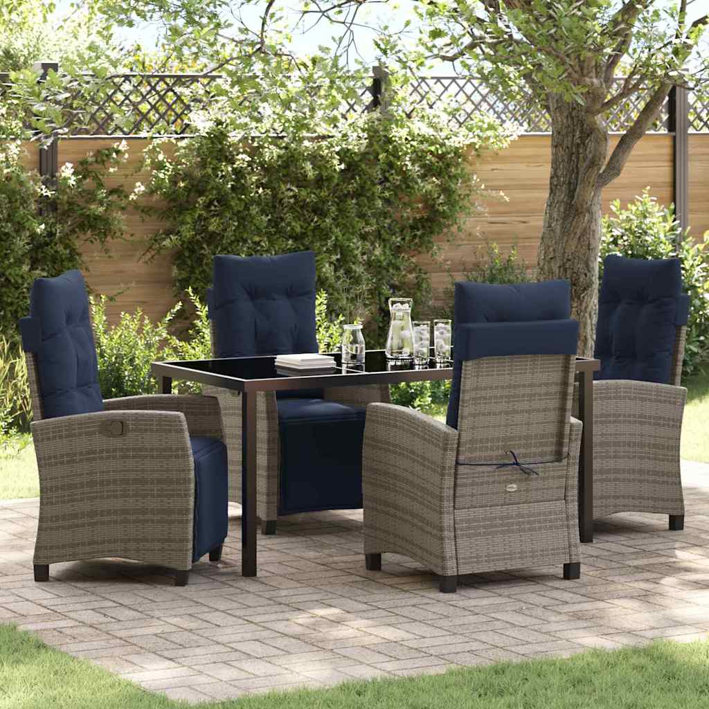 Ensemble de salle à manger pour jardin 5 pcs Gris polyrotin - XIOS