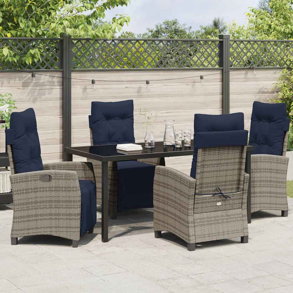 Ensemble de salle à manger pour jardin 5 pcs Gris polyrotin - XIOS