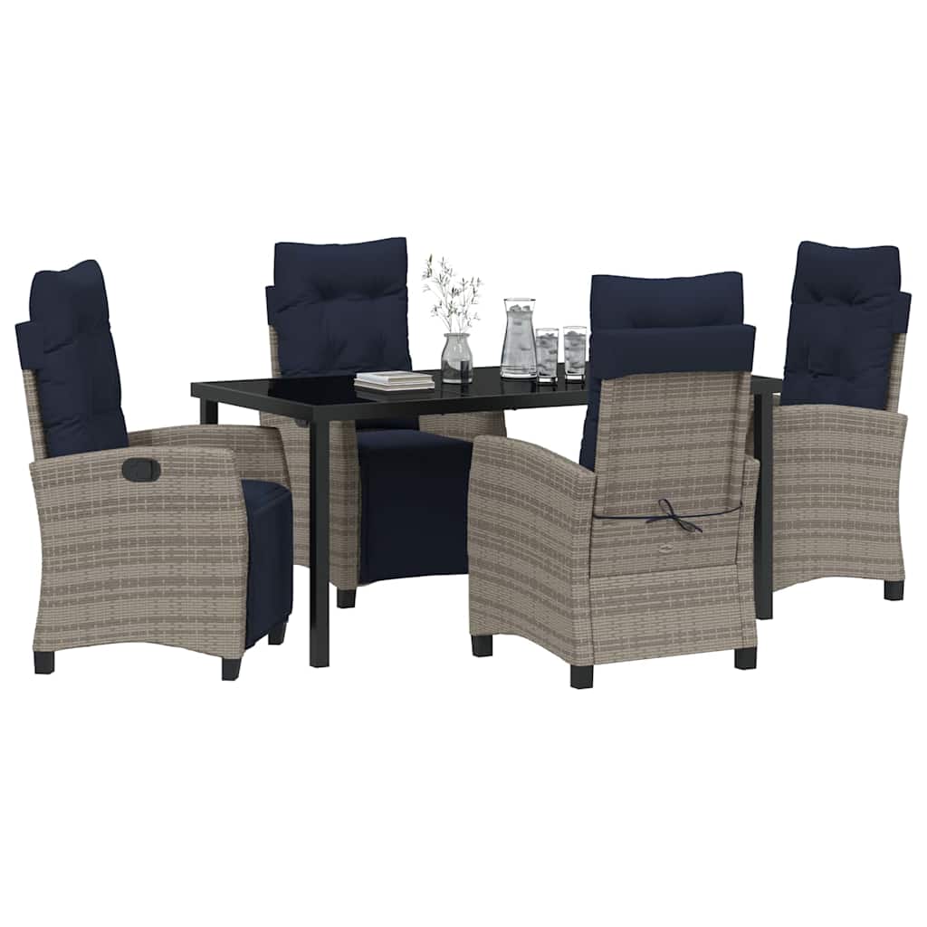 Ensemble de salle à manger pour jardin 5 pcs Gris polyrotin - XIOS