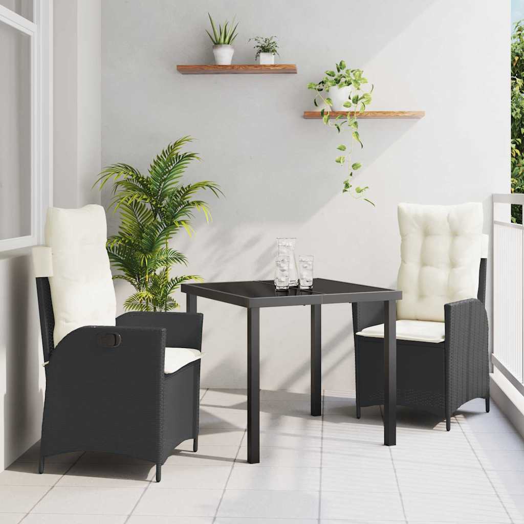 Ensemble de salle à manger pour jardin 3 pcs Noir polyrotin - XIOS