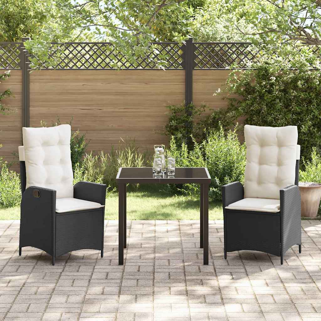 Ensemble de salle à manger pour jardin 3 pcs Noir polyrotin - XIOS