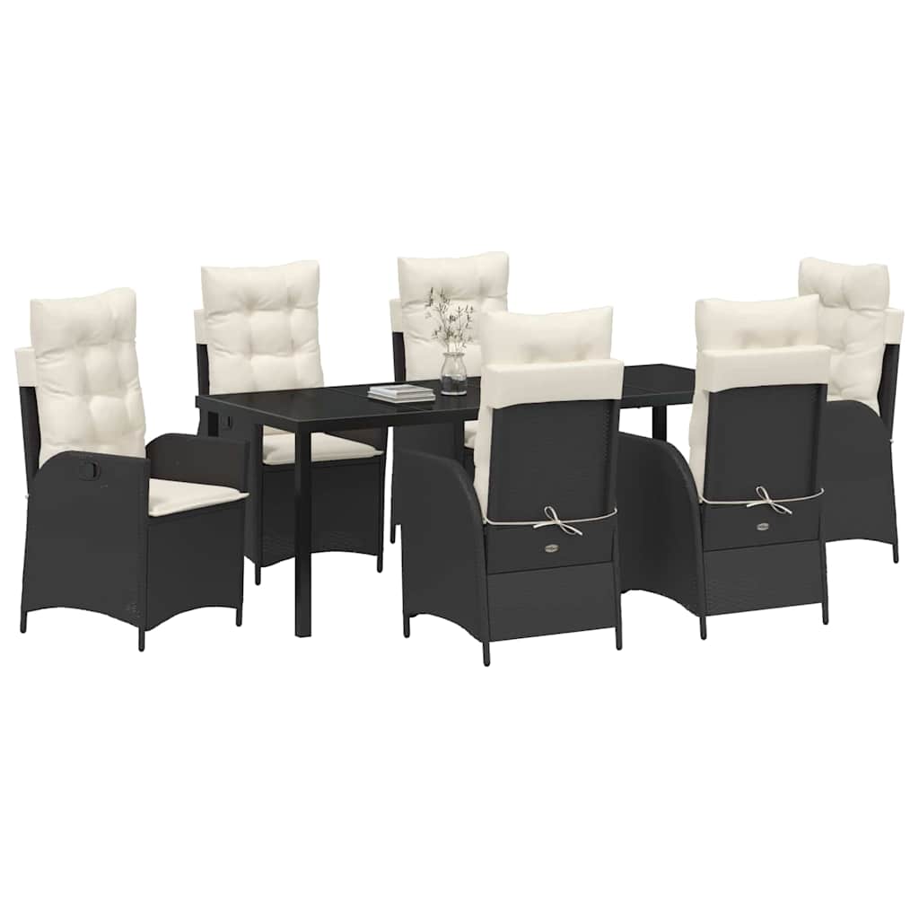 Ensemble de salle à manger pour jardin 7 pcs Noir polyrotin - XIOS