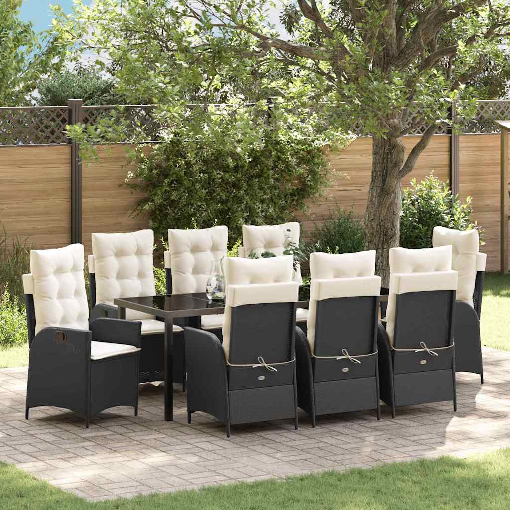 Ensemble de salle à manger pour jardin 9 pcs Noir polyrotin - XIOS