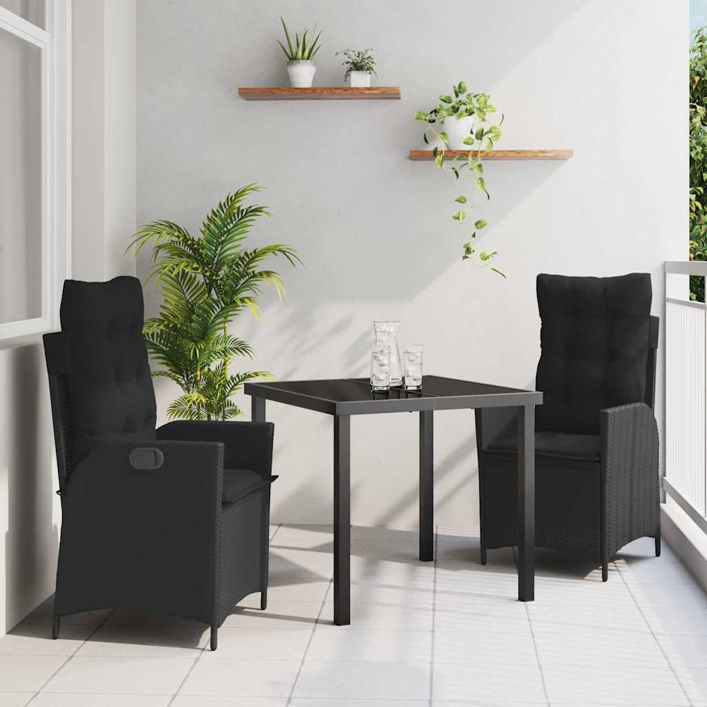 Ensemble de salle à manger pour jardin 3 pcs Noir polyrotin - XIOS