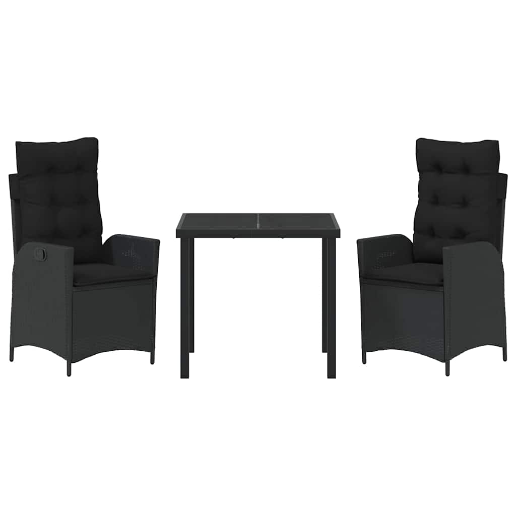 Ensemble de salle à manger pour jardin 3 pcs Noir polyrotin - XIOS