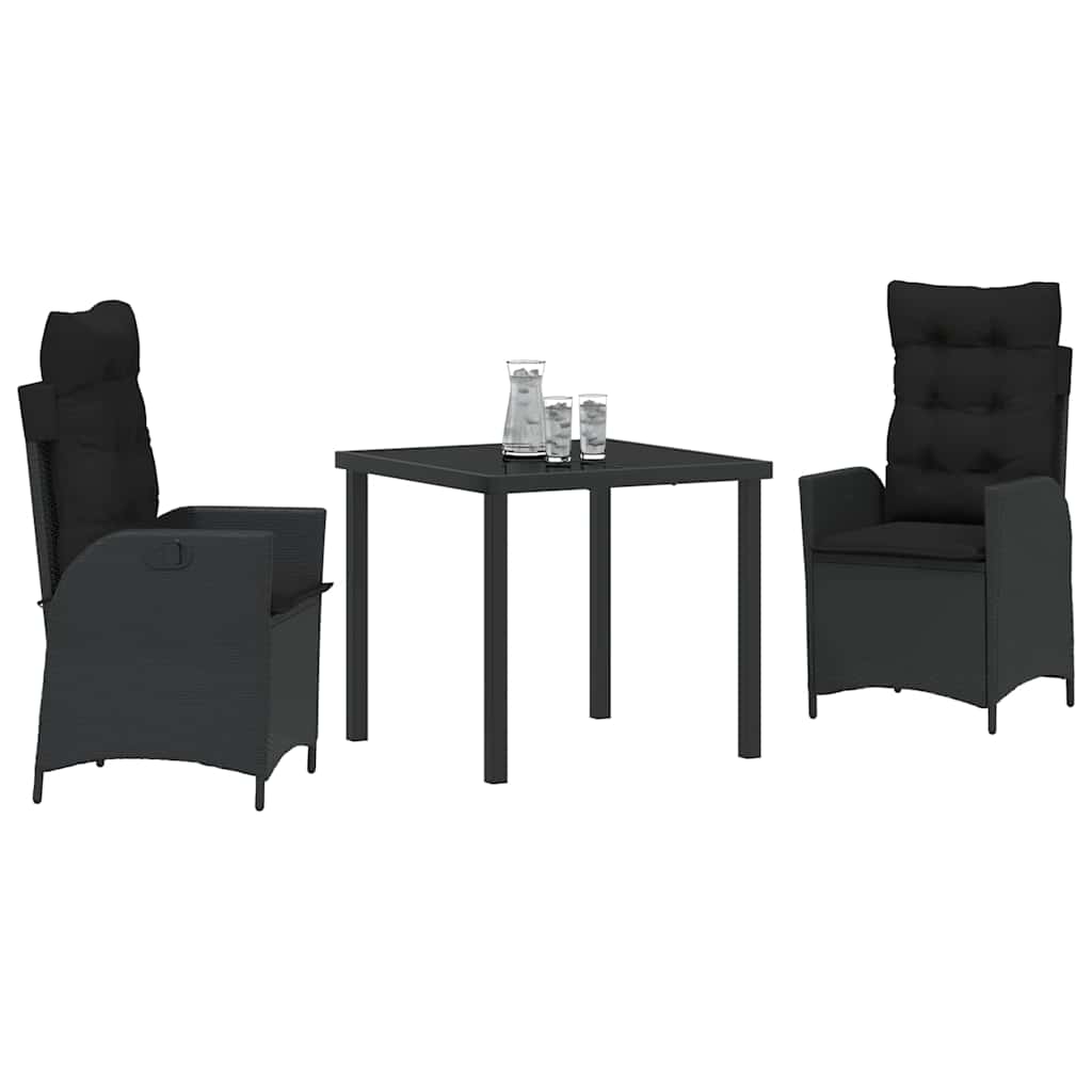 Ensemble de salle à manger pour jardin 3 pcs Noir polyrotin - XIOS