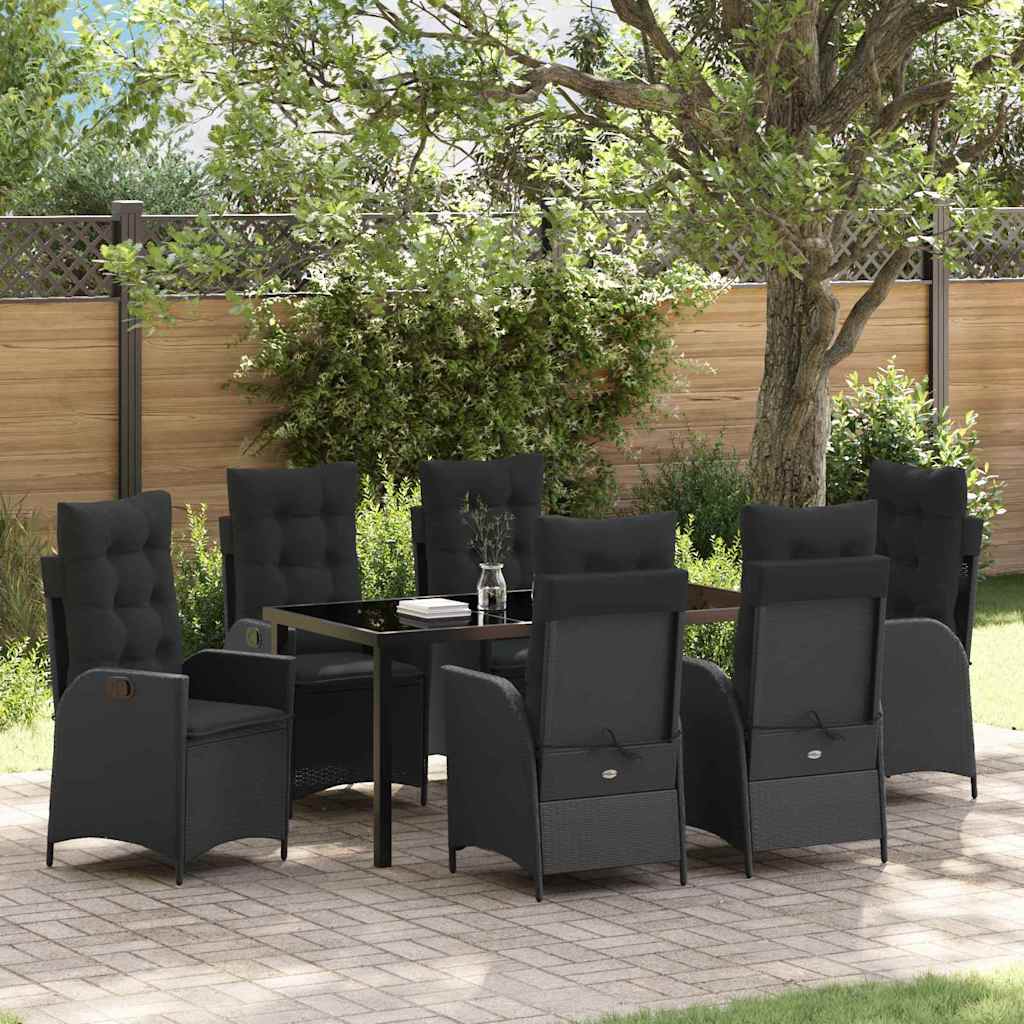Ensemble de salle à manger pour jardin 7 pcs Noir polyrotin - XIOS