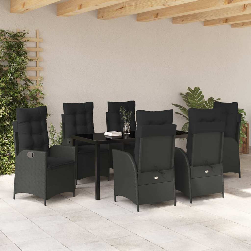 Ensemble de salle à manger pour jardin 7 pcs Noir polyrotin - XIOS