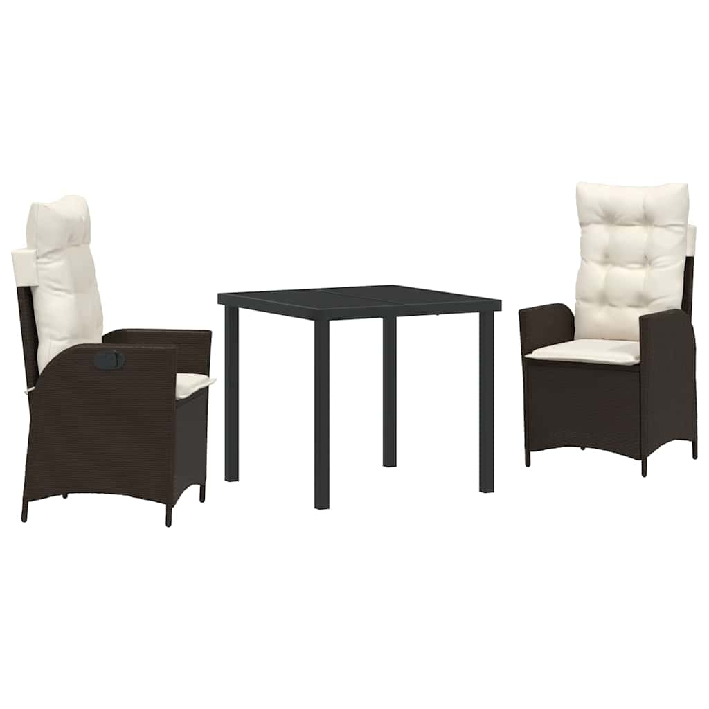 Ensemble de salle à manger pour jardin 3 pcs Marron polyrotin - XIOS