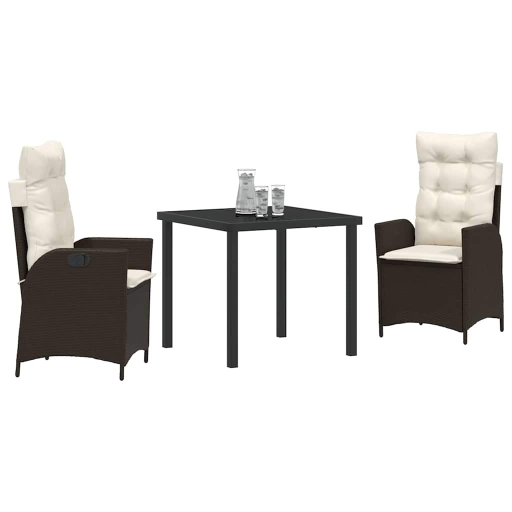 Ensemble de salle à manger pour jardin 3 pcs Marron polyrotin - XIOS