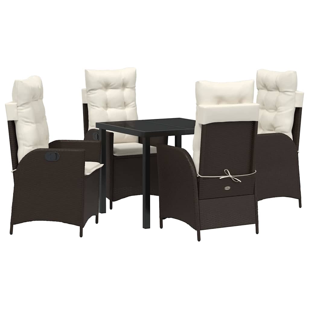 Ensemble de salle à manger pour jardin 5 pcs Marron polyrotin - XIOS